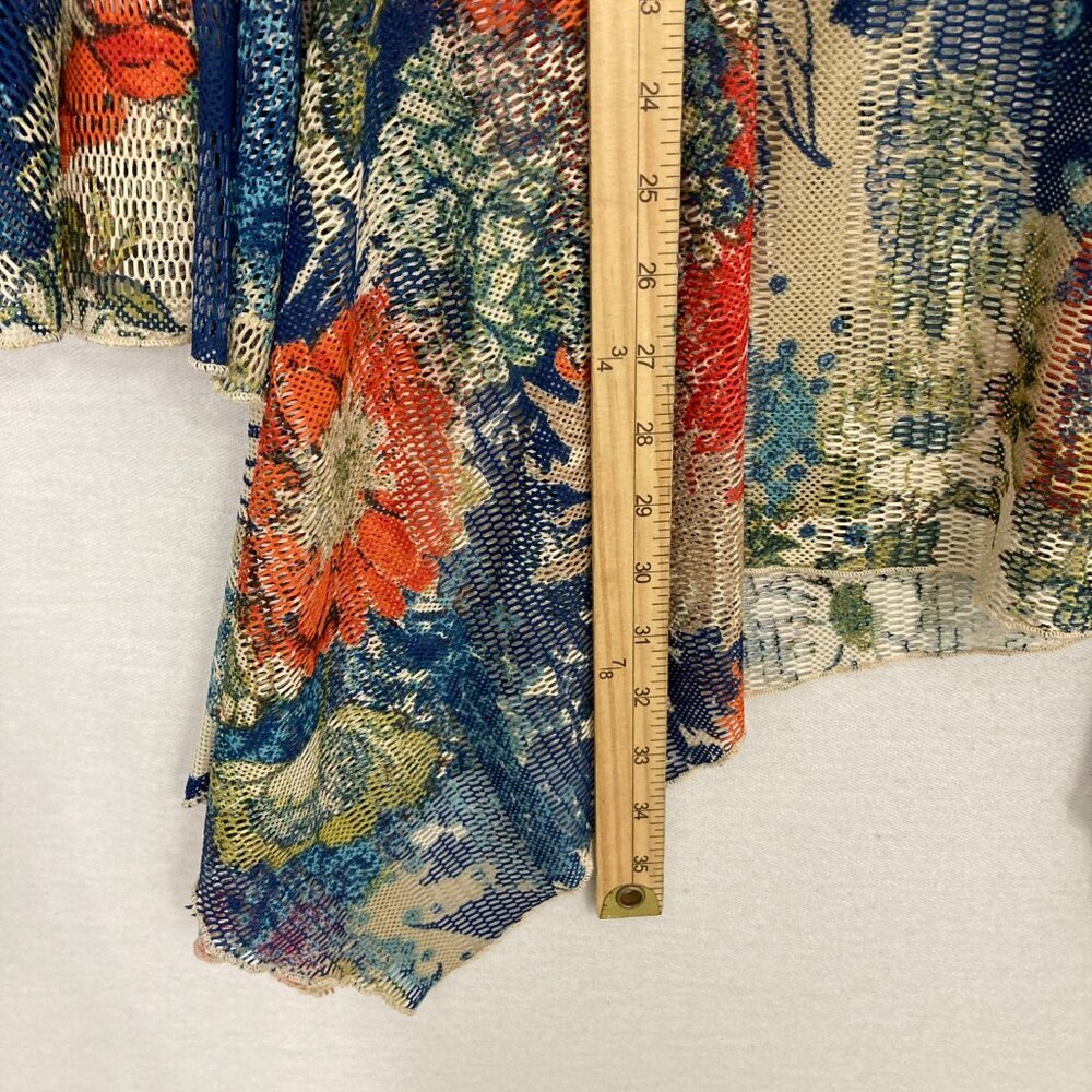 Dor Dor Couture Colorful Floral Artsy Flare Sleeve Open Knit Whimsical Tunic 2X - Picture 5 of 11